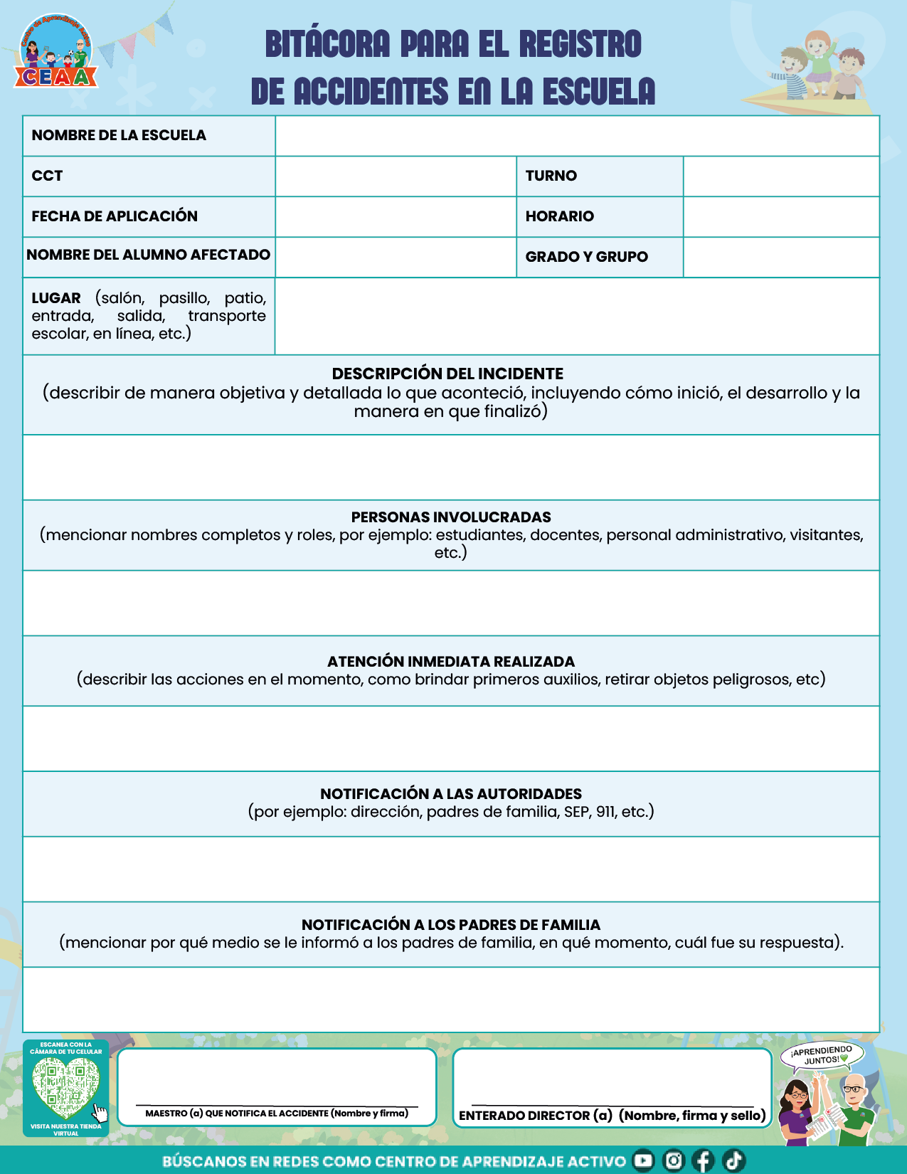 BITÁCORA PARA LA PREVENCIÓN, REGISTRO Y ATENCIÓN DE INCIDENCIAS Y ACOSO ESCOLAR en PDF