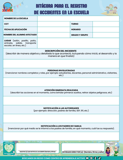 BITÁCORA PARA LA PREVENCIÓN, REGISTRO Y ATENCIÓN DE INCIDENCIAS Y ACOSO ESCOLAR en PDF