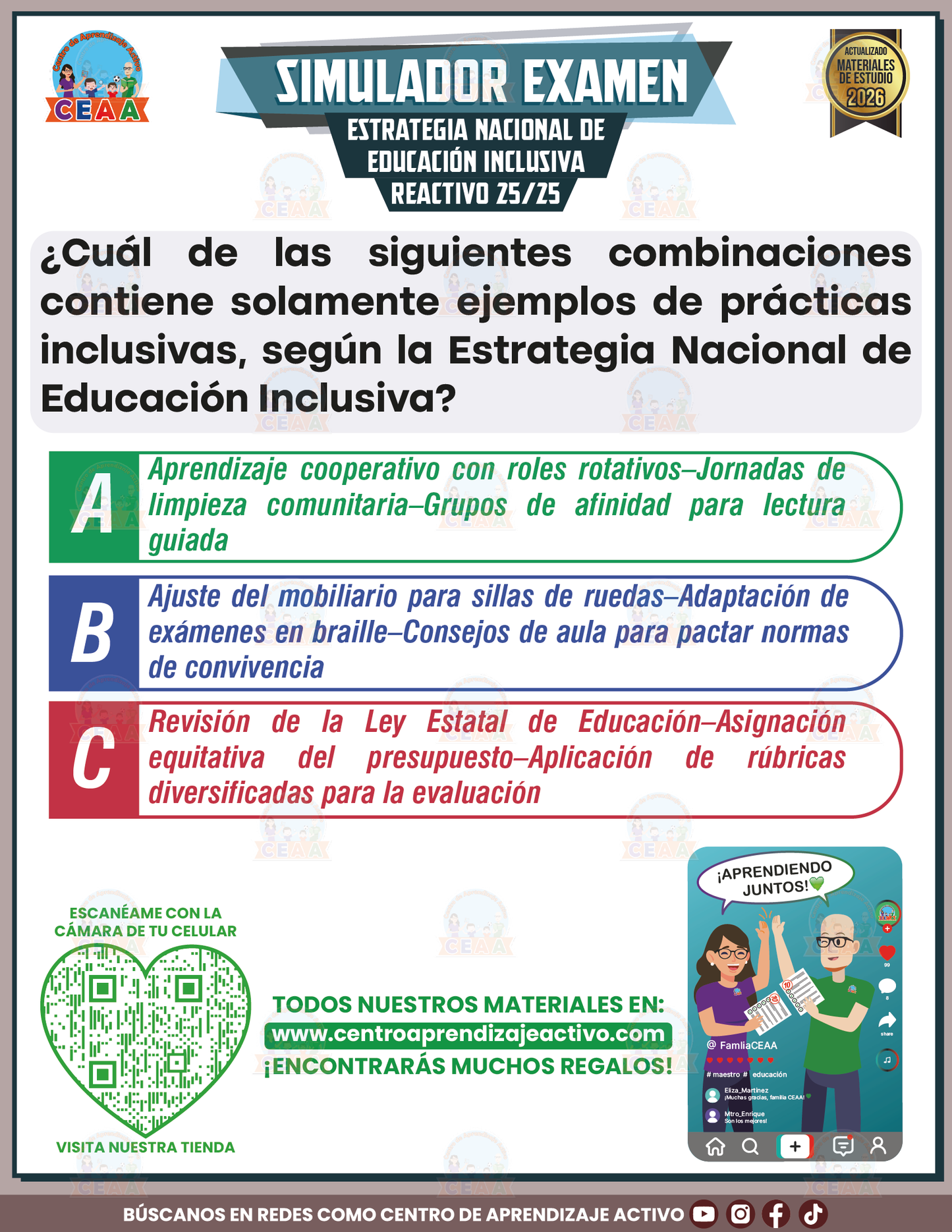Simulador de Examen - Estrategia Nacional de Educación Inclusiva en PDF