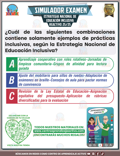 Simulador de Examen - Estrategia Nacional de Educación Inclusiva en PDF
