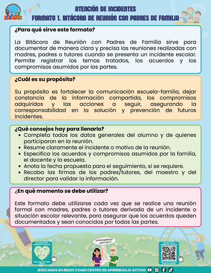 BITÁCORA PARA LA PREVENCIÓN, REGISTRO Y ATENCIÓN DE INCIDENCIAS Y ACOSO ESCOLAR en PDF