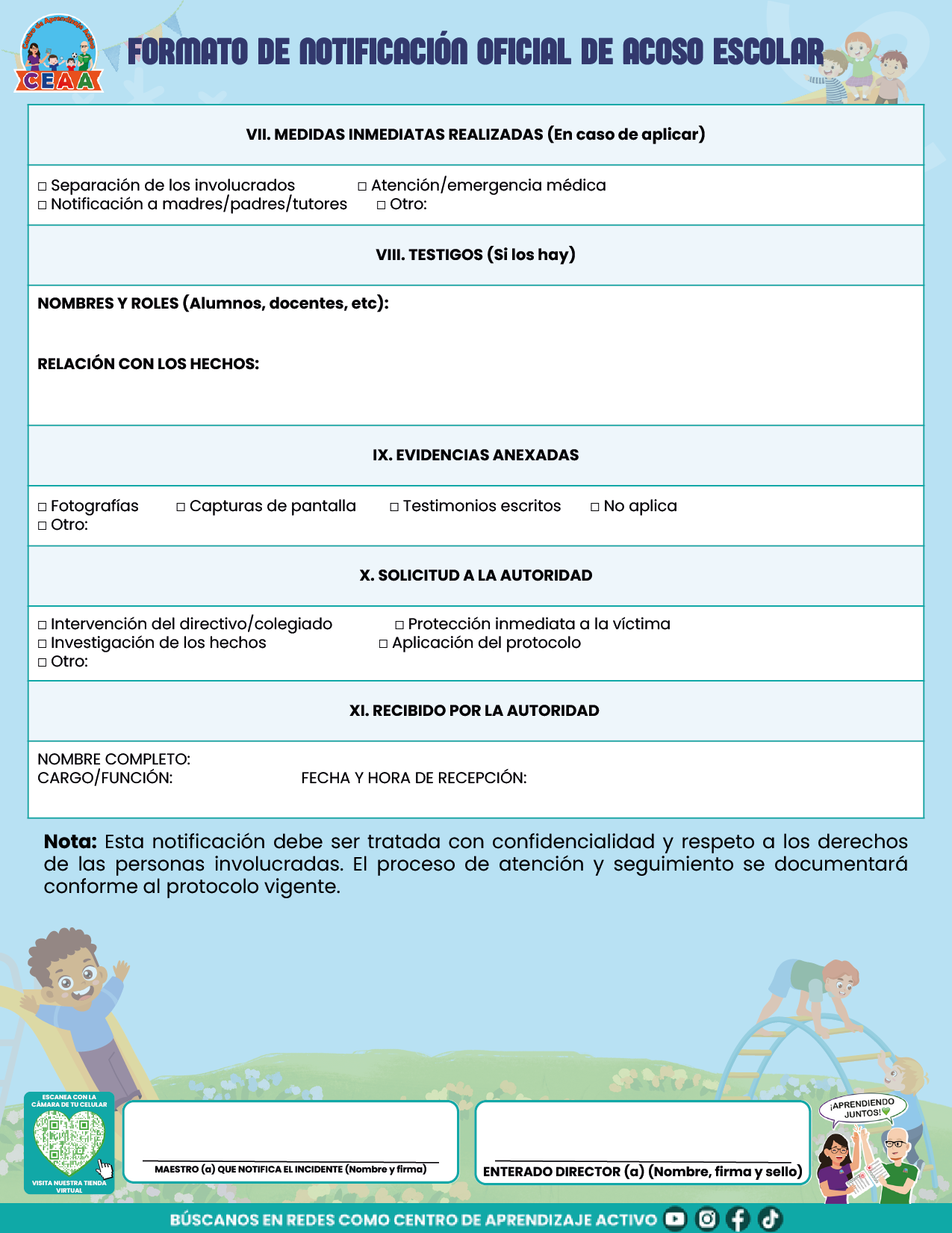 BITÁCORA PARA LA PREVENCIÓN, REGISTRO Y ATENCIÓN DE INCIDENCIAS Y ACOSO ESCOLAR en PDF