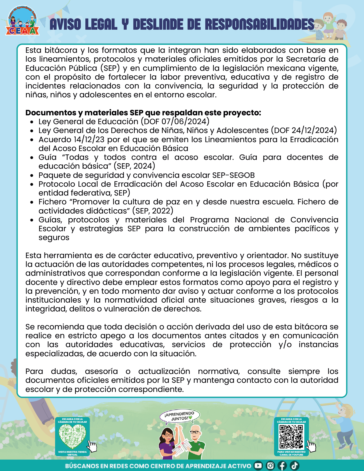 BITÁCORA PARA LA PREVENCIÓN, REGISTRO Y ATENCIÓN DE INCIDENCIAS Y ACOSO ESCOLAR en PDF