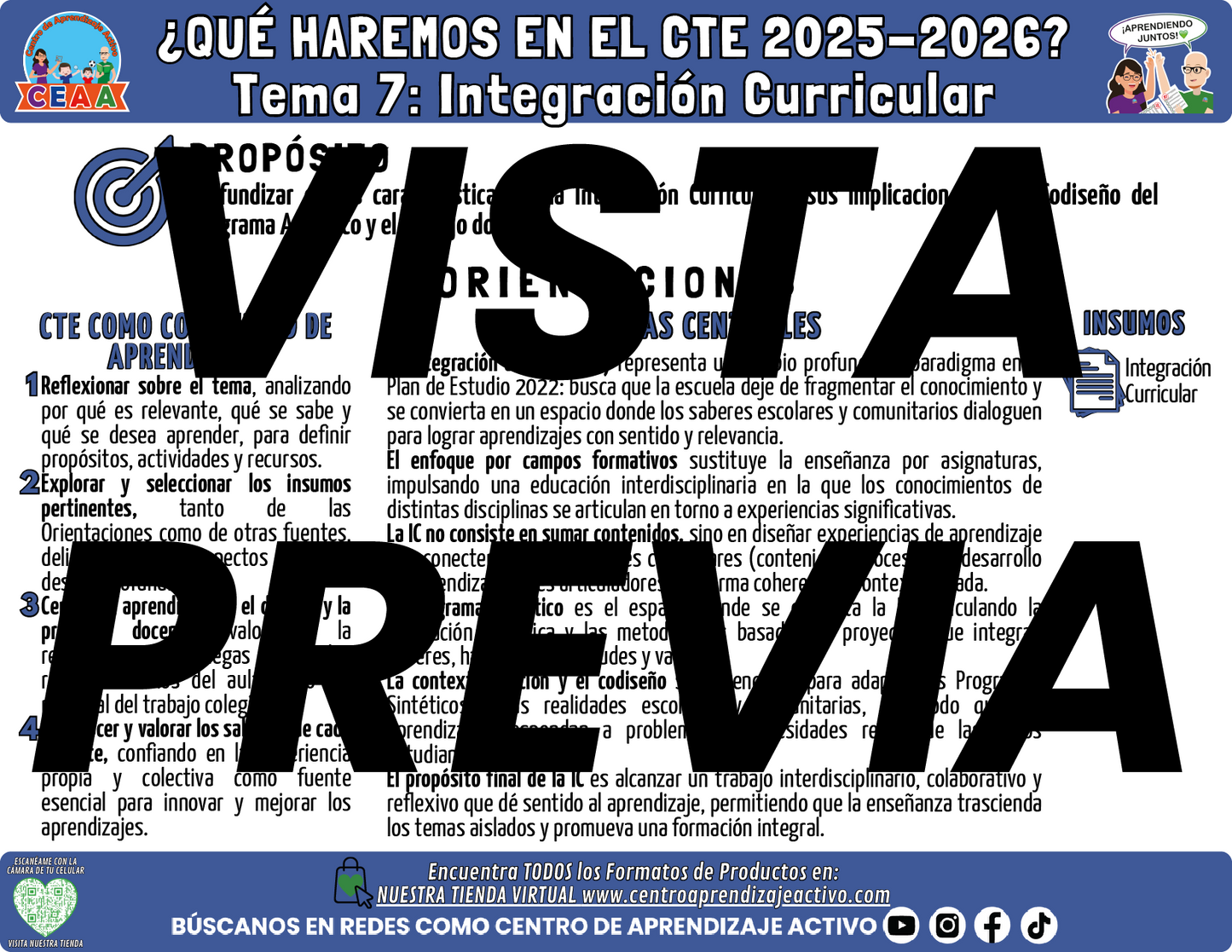 Infografía ¿Qué Haremos en la Sesión CTE? TEMA 7: INTEGRACIÓN CURRICULAR
