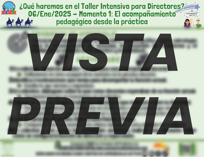 Infografía ¿Qué haremos en la Sesión del Taller Intensivo para Directores? Momento 1 Enero 2025