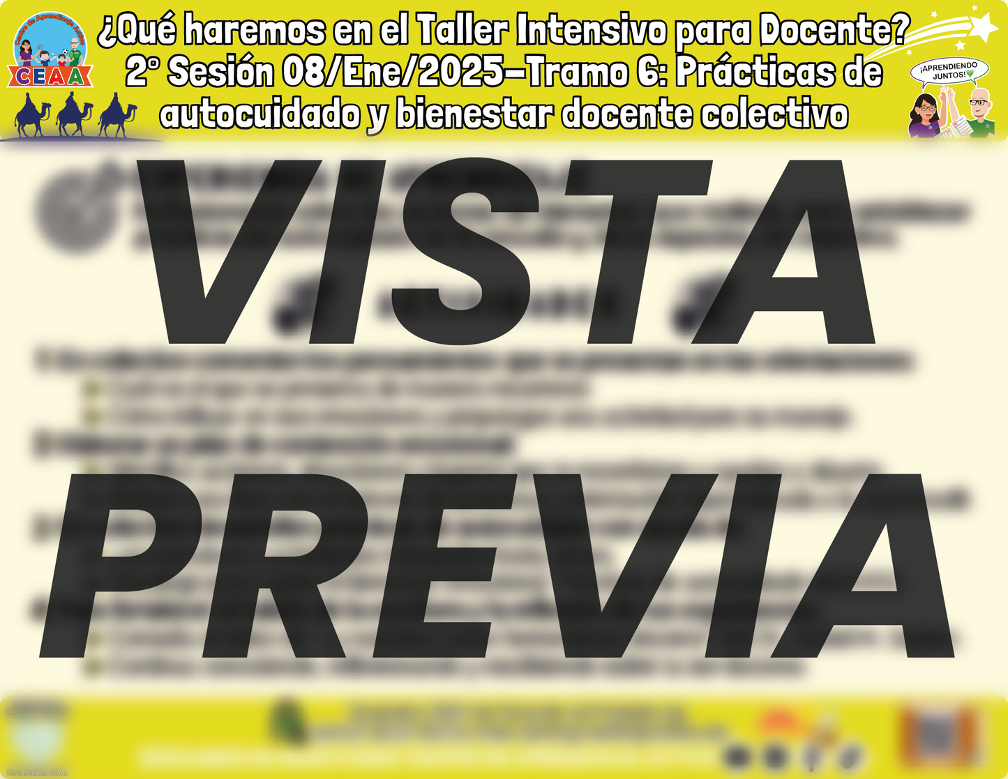 Infografía ¿Qué haremos en la Sesión Tramo 6 del Taller Intensivo? Enero 2025