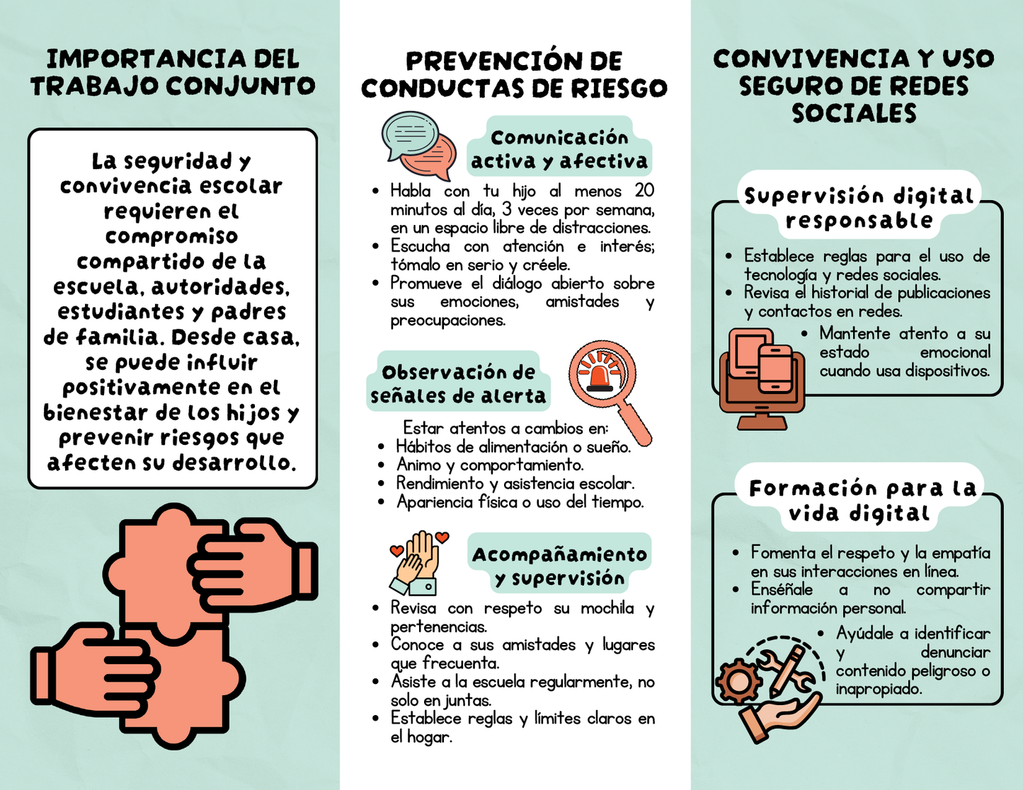 Tríptico ¿CÓMO CONTRIBUIR A LA SEGURIDAD Y CONVIVENCIA ESCOLAR DESDE CASA? en PDF