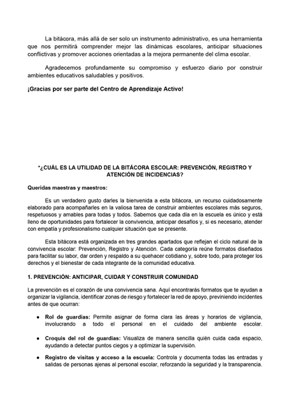 BITÁCORA PARA LA PREVENCIÓN, REGISTRO Y ATENCIÓN DE INCIDENCIAS Y ACOSO ESCOLAR (Editable en Word, se incluye en el paquete del tema 3 y 4)