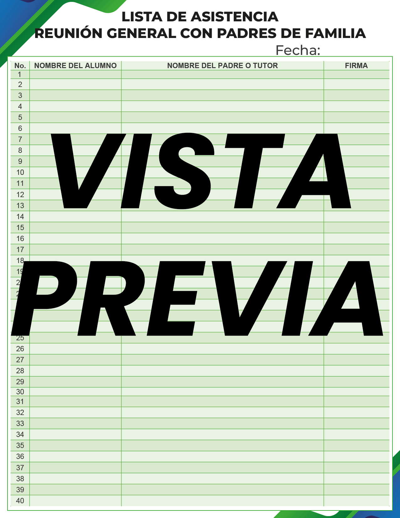 Agenda Formal Verde-azul DIRECTOR Preescolar