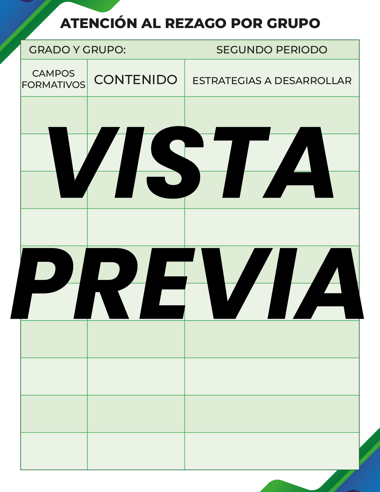 Agenda Formal Verde-azul DIRECTOR Preescolar