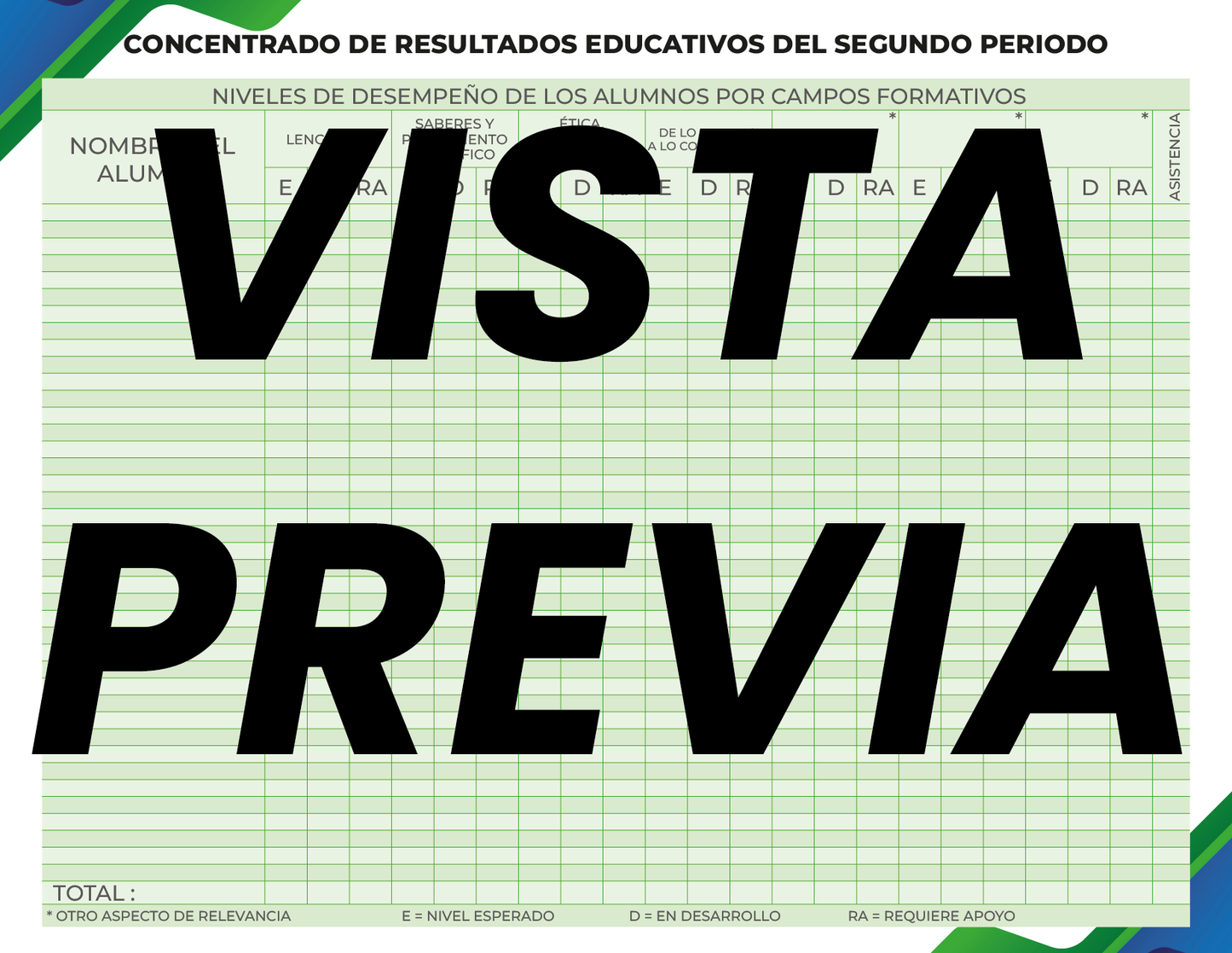 Agenda Formal Verde-azul DIRECTOR Preescolar