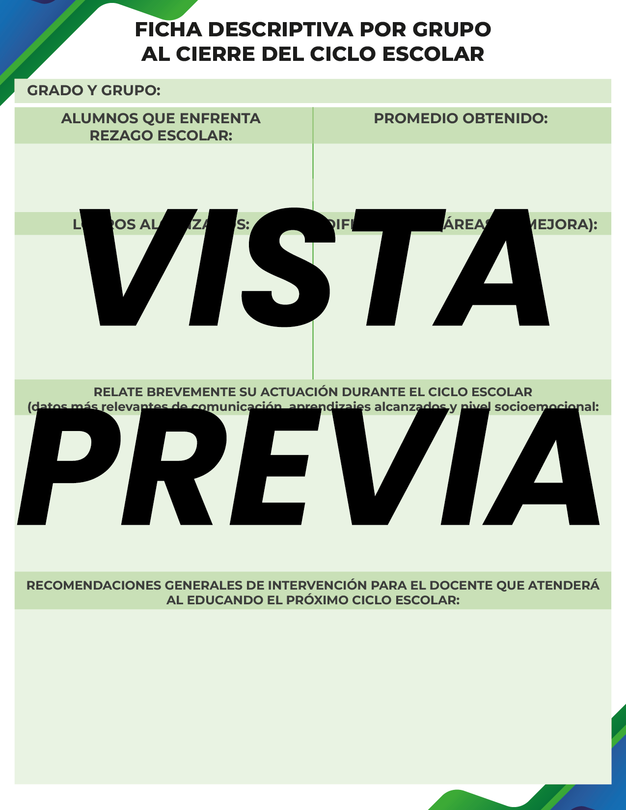 Agenda Formal Verde-azul DIRECTOR Preescolar