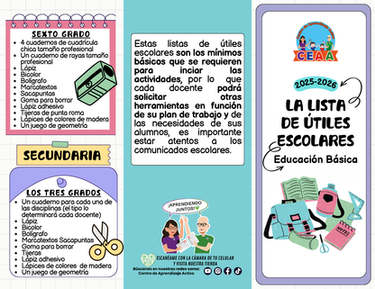 Tríptico LA LISTA DE ÚTILES ESCOLARES (Editable en PowerPoint)