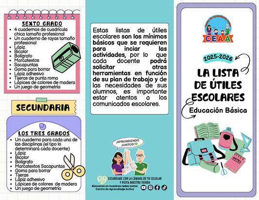 Tríptico LA LISTA DE ÚTILES ESCOLARES (Editable en PowerPoint)