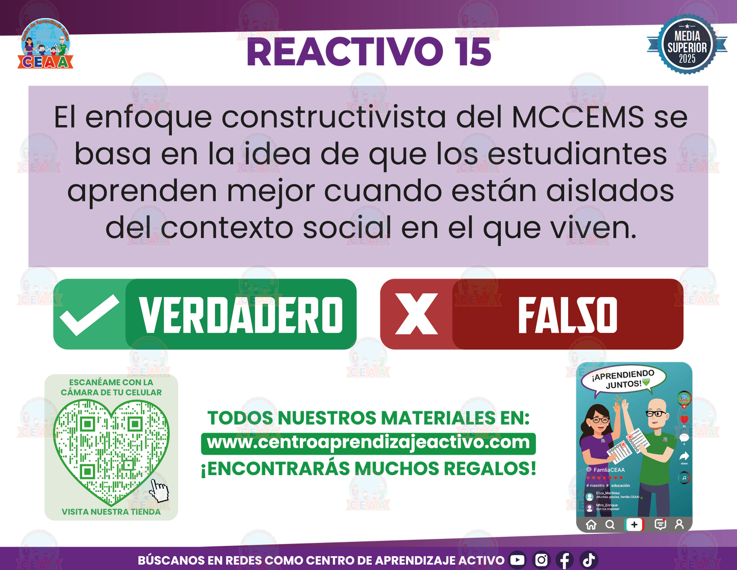 Cuadernillo de Estudio - Rediseño del Marco Curricular Común de la Educación Media Superior - Verdadero o Falso Media Superior