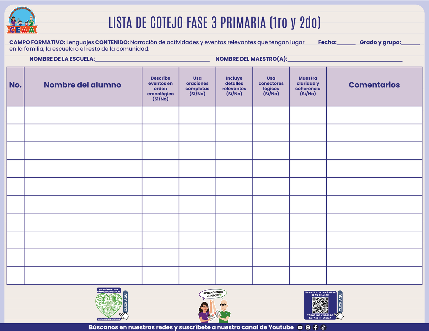 FASE 3 LENGUAJES Narración de actividades y eventos relevantes que tengan lugar en la familia, la escuela o el resto de la comunidad.