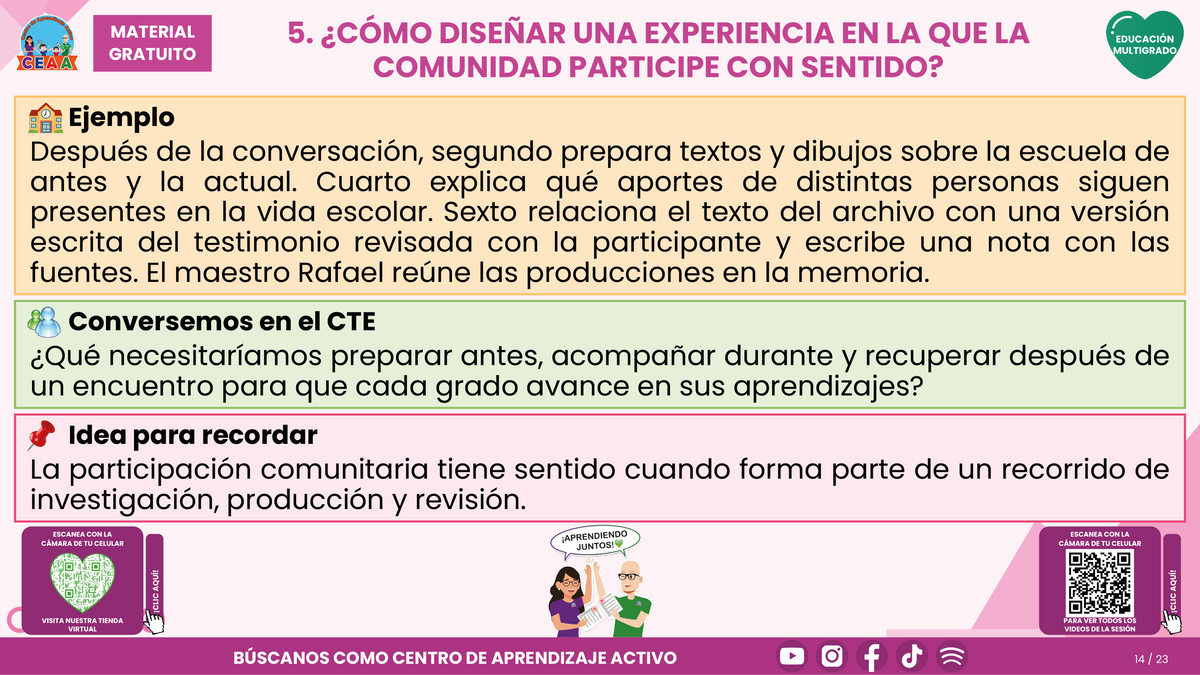 Resumen CTE del Tema 5 Educación Multigrado: LA COMUNIDAD Y EL APRENDIZAJE EN EL AULA ¿CÓMO CONSTRUIR EXPERIENCIAS CON LAS FAMILIAS Y LOS SABERES DE NUESTRO ENTORNO? en PDF