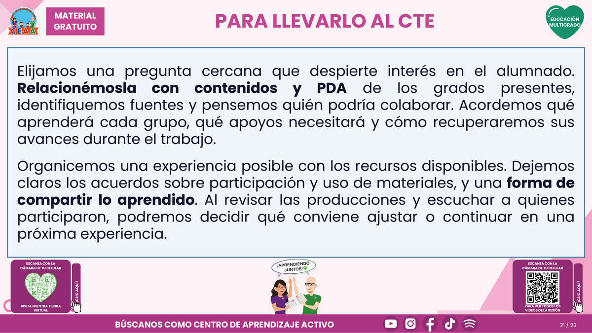Resumen CTE del Tema 5 Educación Multigrado: LA COMUNIDAD Y EL APRENDIZAJE EN EL AULA ¿CÓMO CONSTRUIR EXPERIENCIAS CON LAS FAMILIAS Y LOS SABERES DE NUESTRO ENTORNO? en PDF
