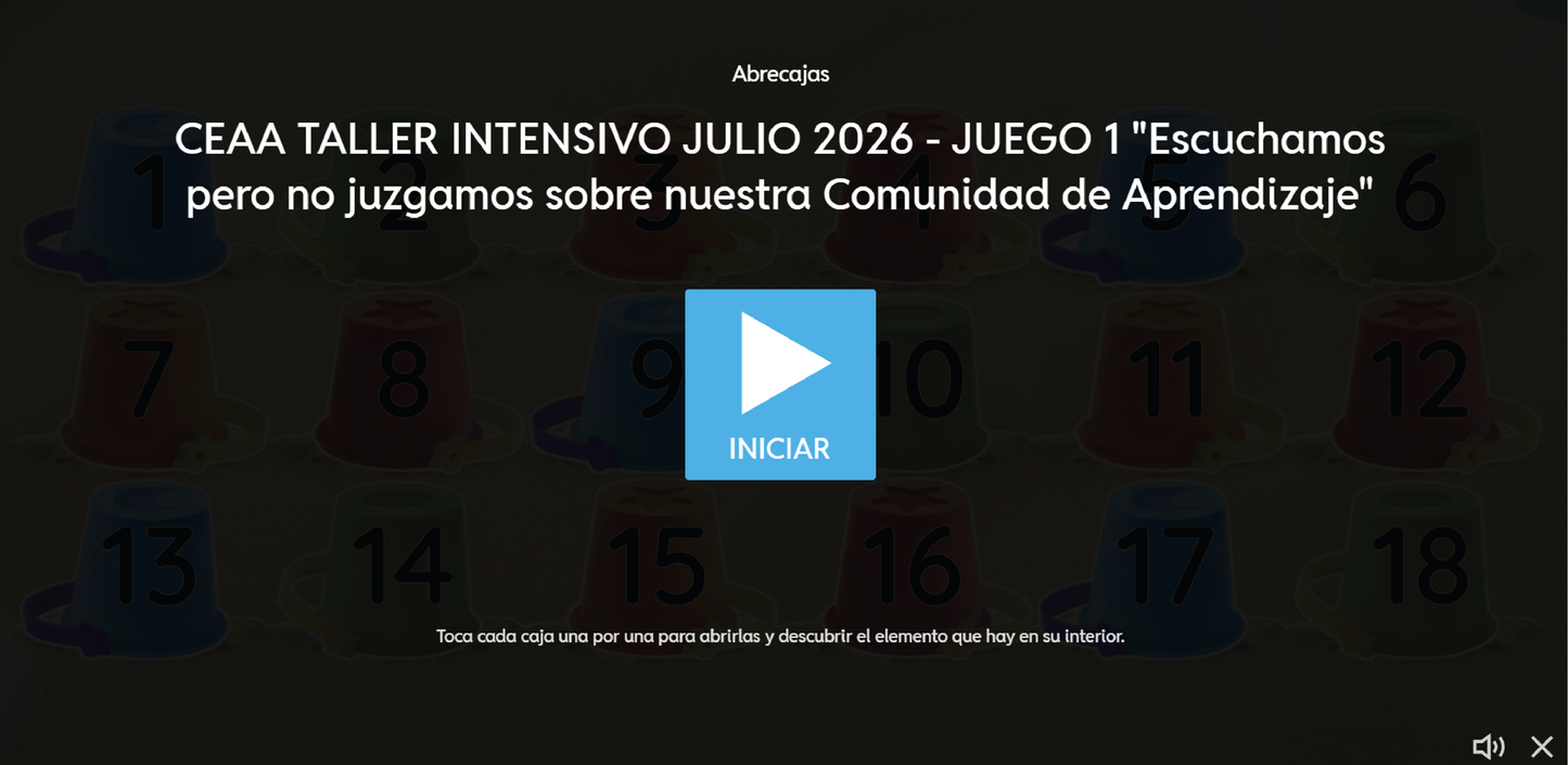 3 Juegos Interactivos Taller Intensivo Sesión 1 Espacios 1 y 2 Julio 2026 (Requieren conexión a internet)