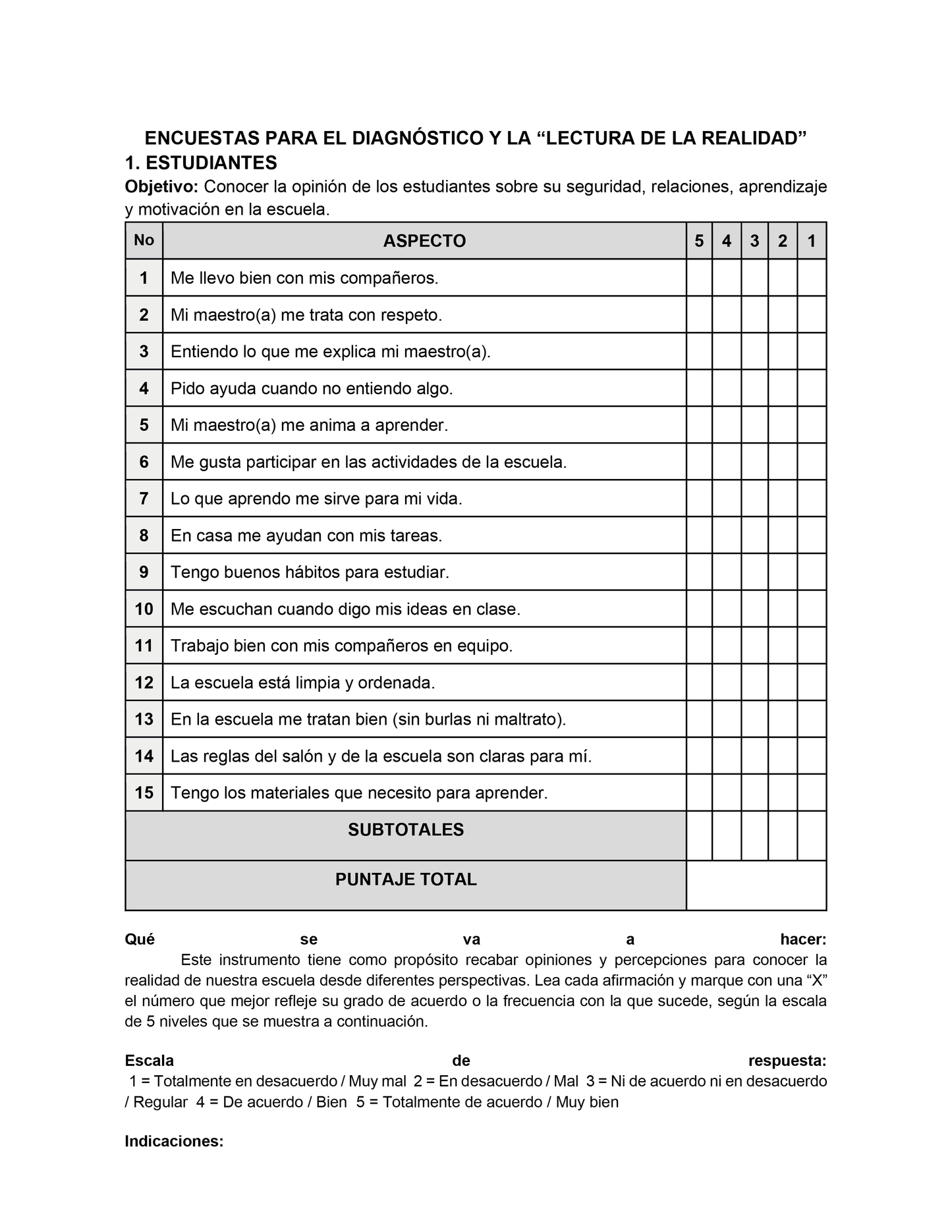 Encuestas para la Lectura de la Realidad para Directores (Editables en Word)
