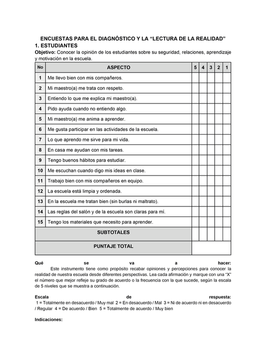 Encuestas para la Lectura de la Realidad para Directores (Editables en Word)