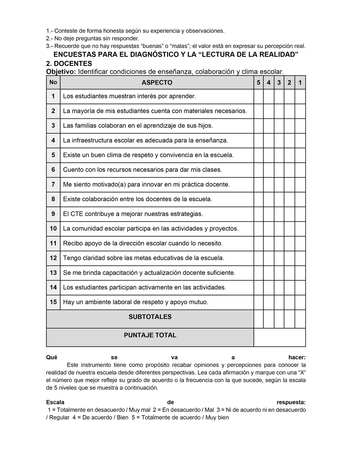 Encuestas para la Lectura de la Realidad para Directores (Editables en Word)