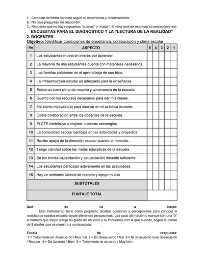 Encuestas para la Lectura de la Realidad para Directores (Editables en Word)