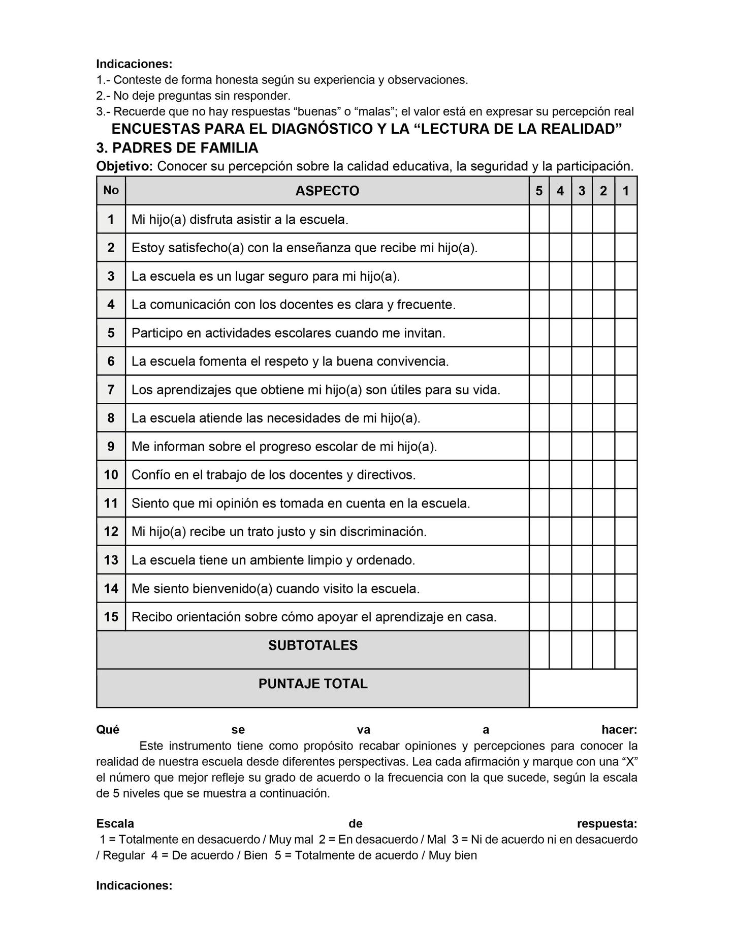 Encuestas para la Lectura de la Realidad para Directores (Editables en Word)