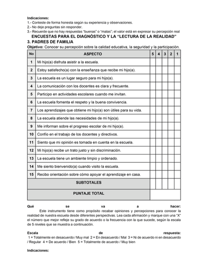 Encuestas para la Lectura de la Realidad para Directores (Editables en Word)