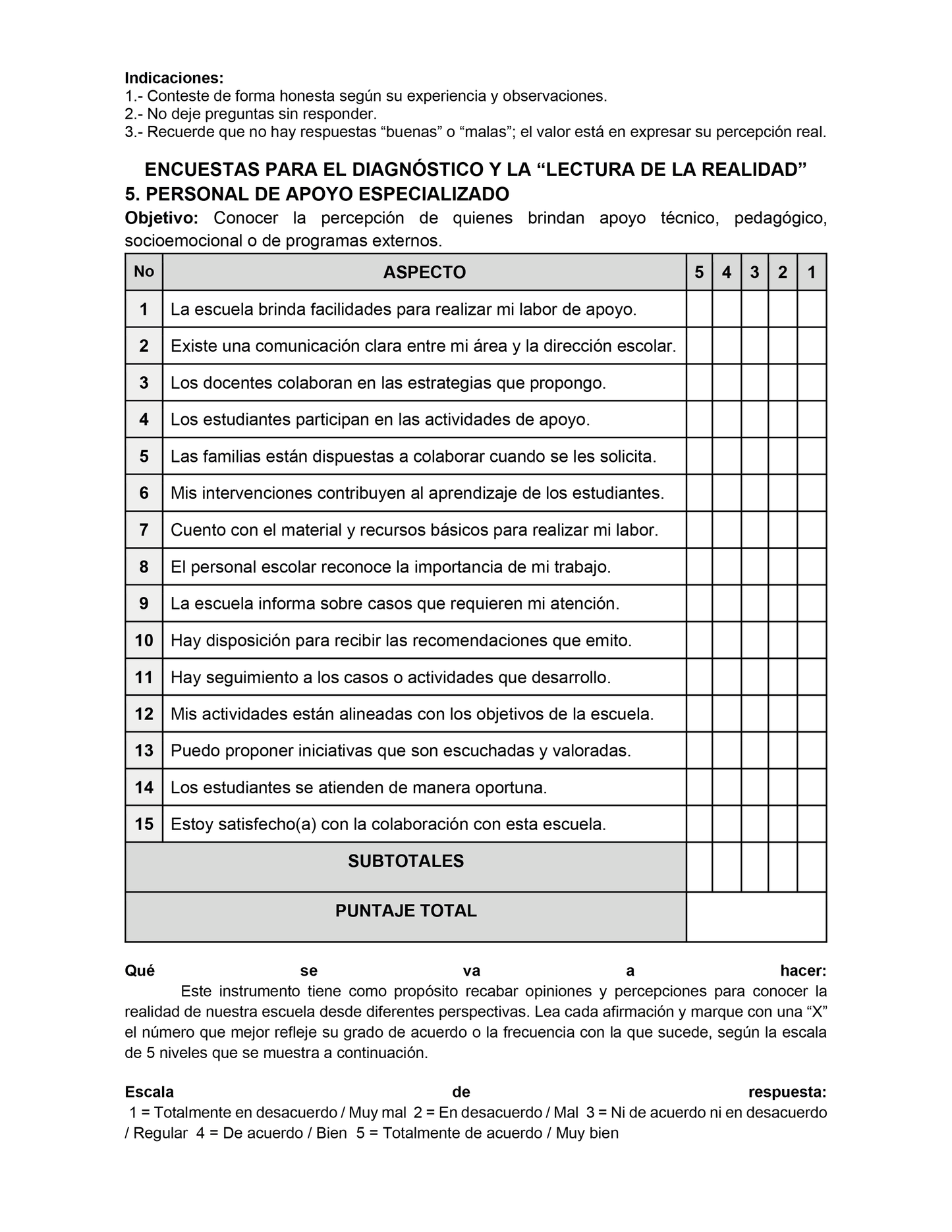 Encuestas para la Lectura de la Realidad para Directores (Editables en Word)