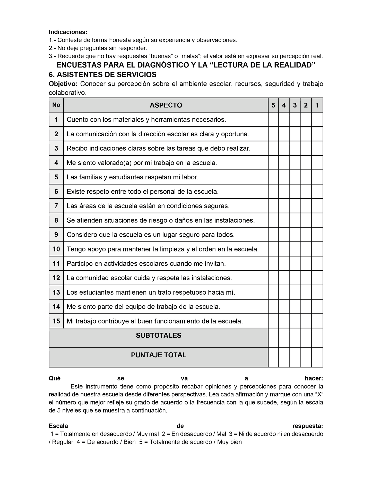 Encuestas para la Lectura de la Realidad para Directores (Editables en Word)