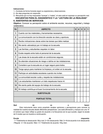 Encuestas para la Lectura de la Realidad para Directores (Editables en Word)