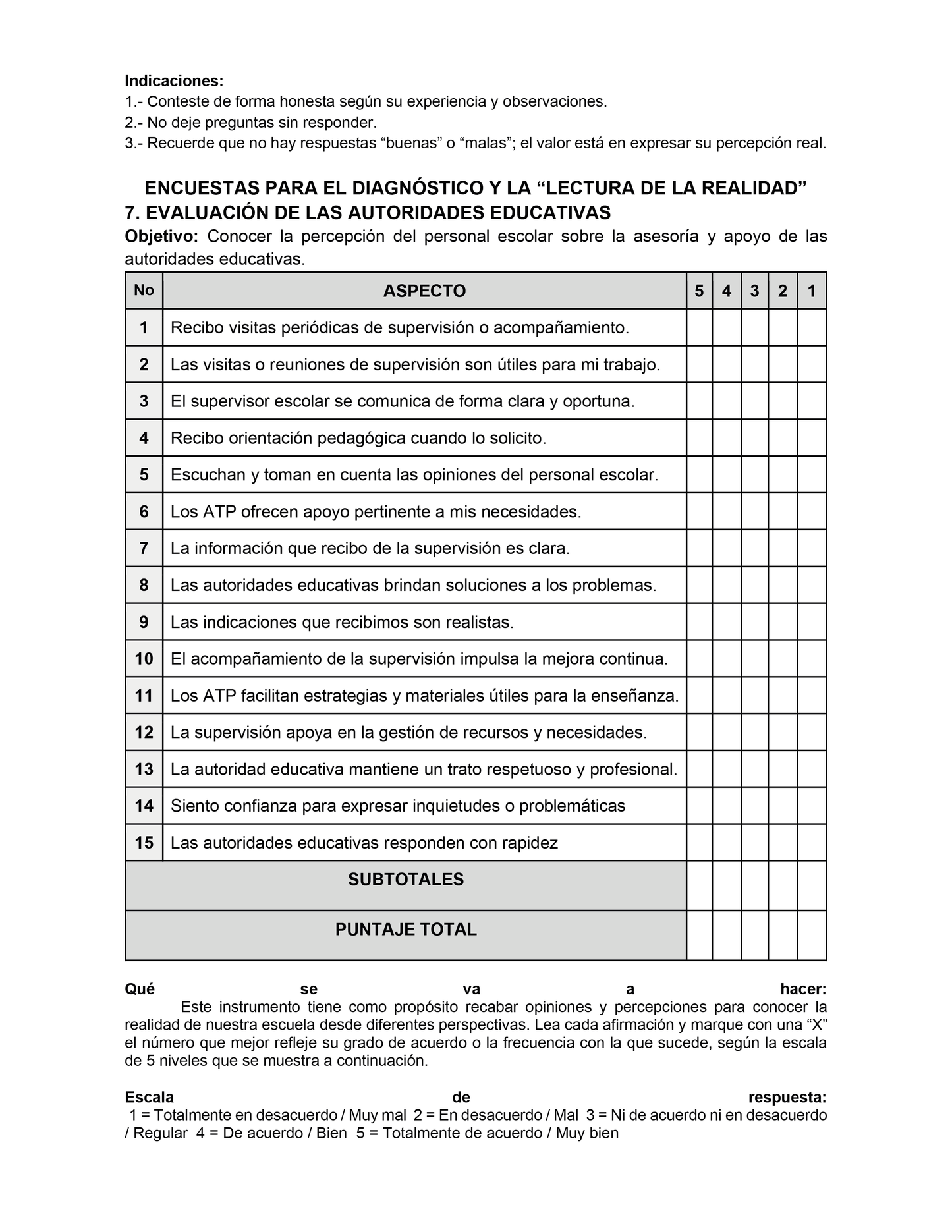 Encuestas para la Lectura de la Realidad para Directores (Editables en Word)