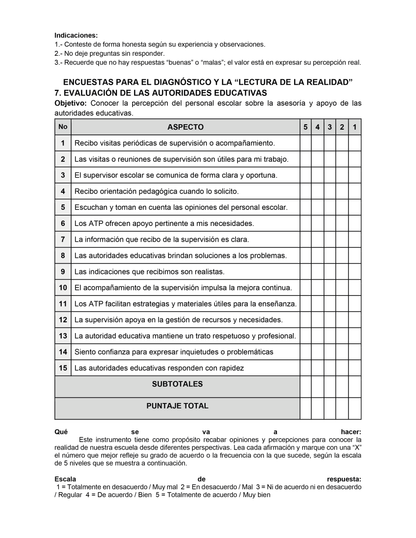 Encuestas para la Lectura de la Realidad para Directores (Editables en Word)