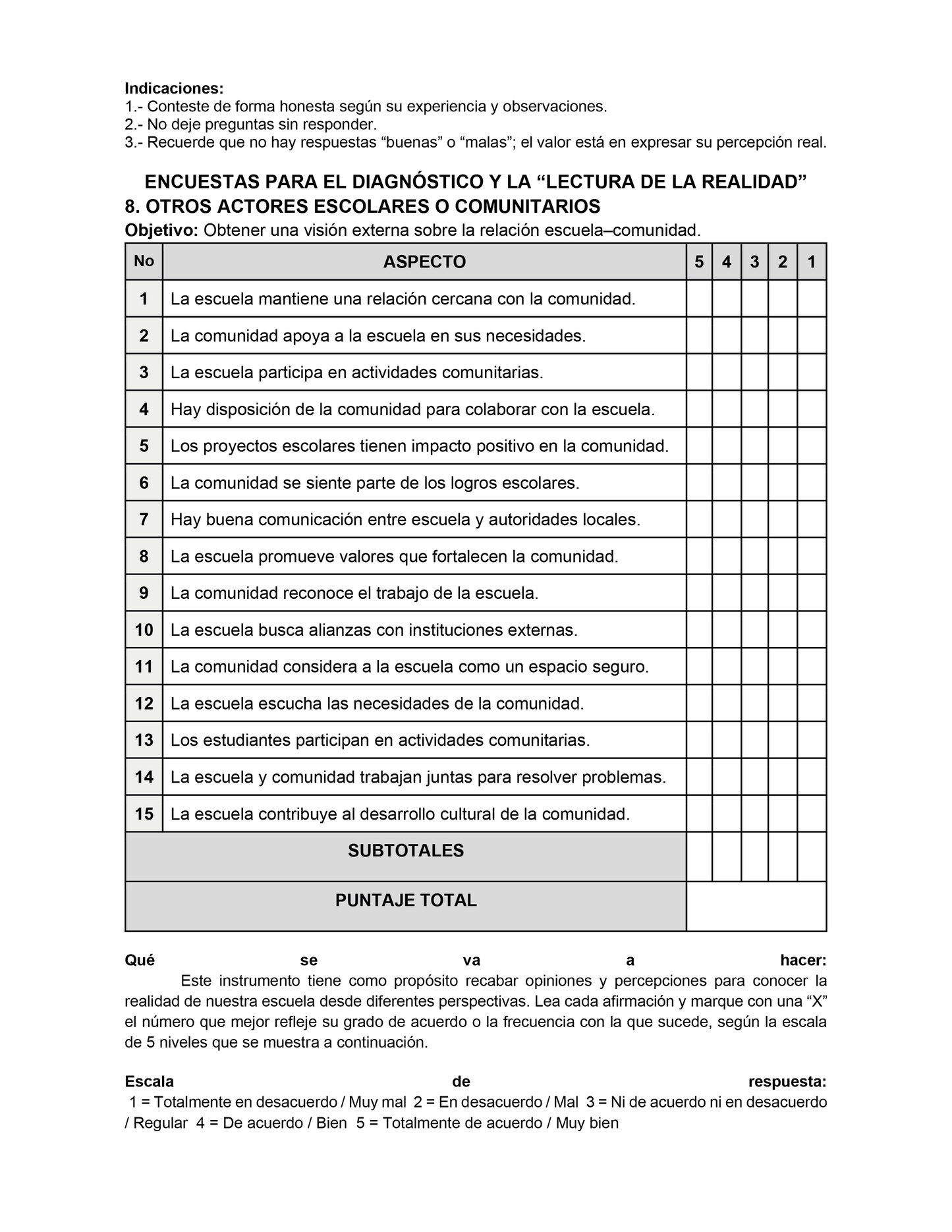 Encuestas para la Lectura de la Realidad para Directores (Editables en Word)