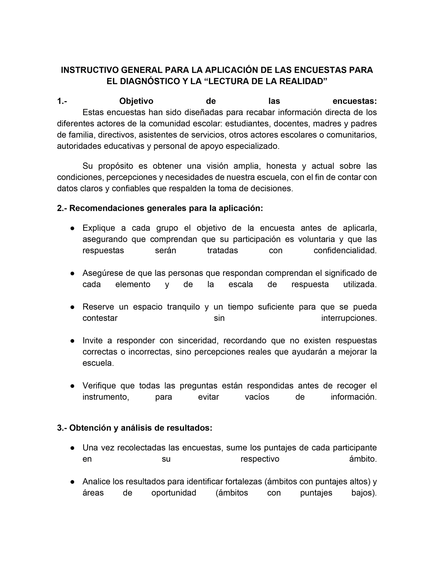Encuestas para la Lectura de la Realidad para Directores (Editables en Word)