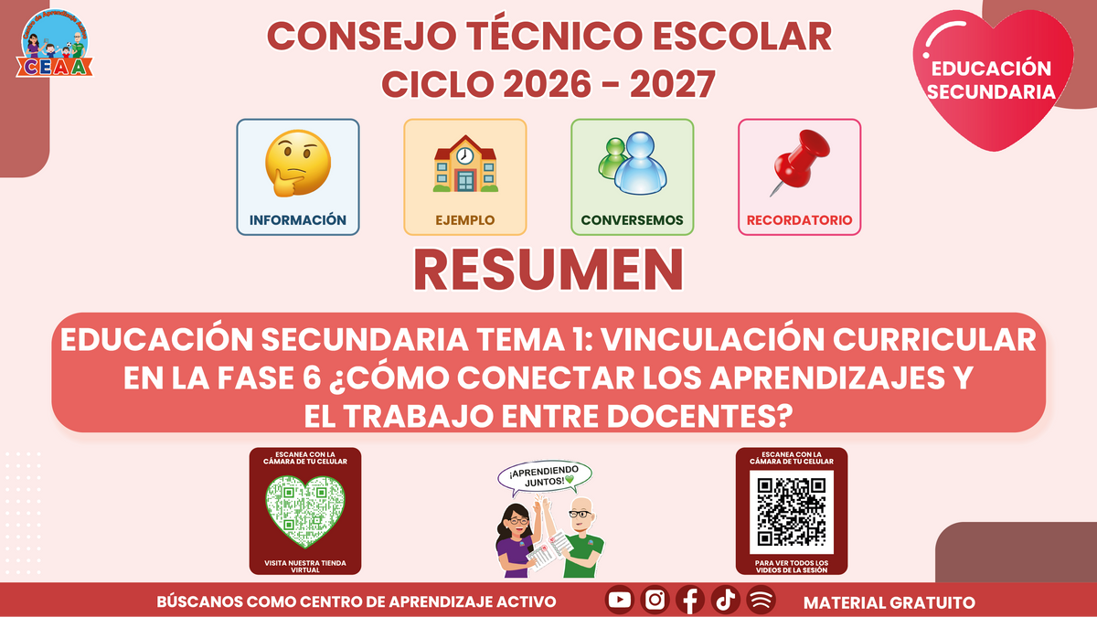 Resumen CTE del Tema 1 Educación Secundaria: VINCULACIÓN CURRICULAR EN LA FASE 6 ¿CÓMO CONECTAR LOS APRENDIZAJES Y EL TRABAJO ENTRE DOCENTES? en PDF