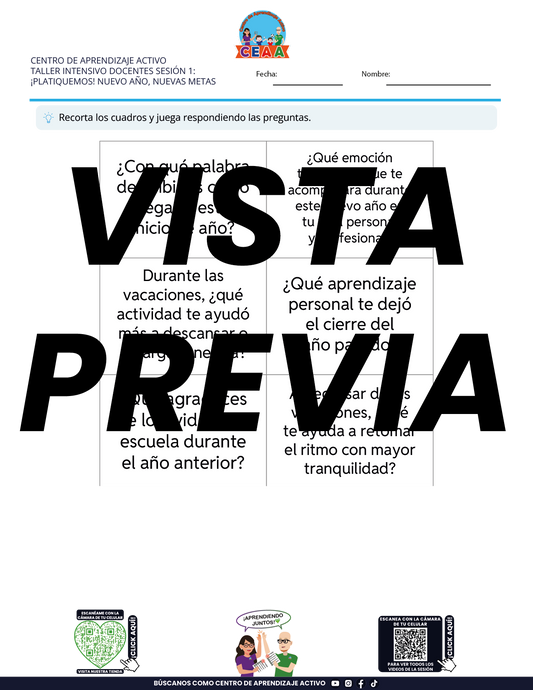 Juegos de Estudio para Imprimir Taller Intensivo Docentes Sesión 1 Enero 2026 en PDF