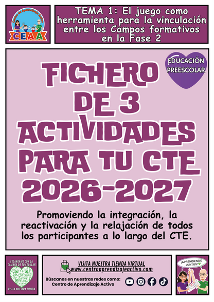 Fichero de 3 Actividades para tu CTE Educación Preescolar Tema 1