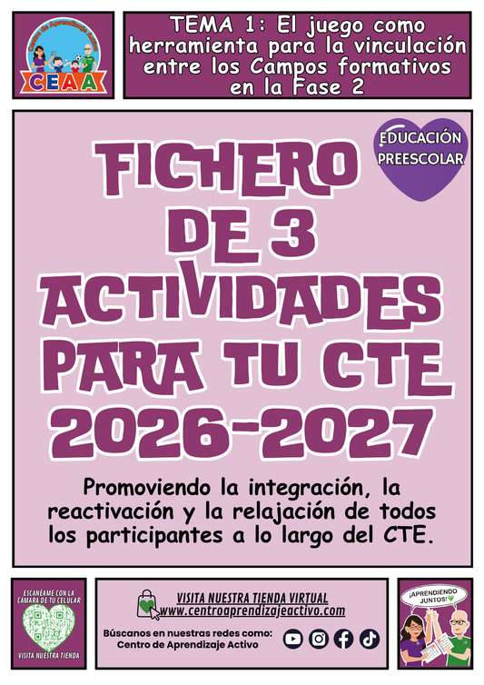 💜 Fichero de 3 Actividades para tu CTE Educación Preescolar Tema 1