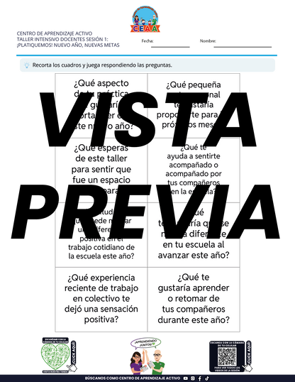 Juegos de Estudio para Imprimir Taller Intensivo Docentes Sesión 1 Enero 2026 en PDF