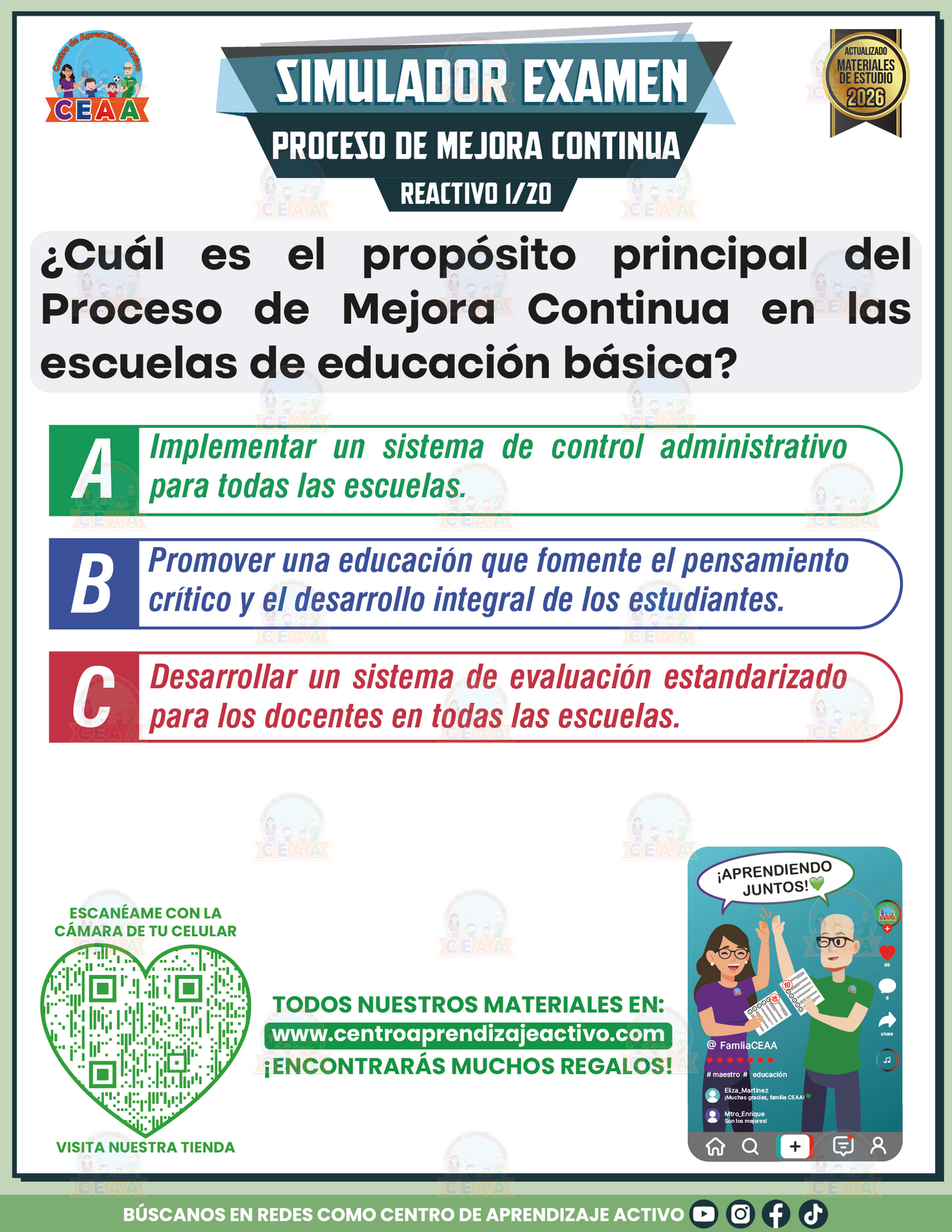 Simulador de Examen - Proceso de Mejora Continua en PDF