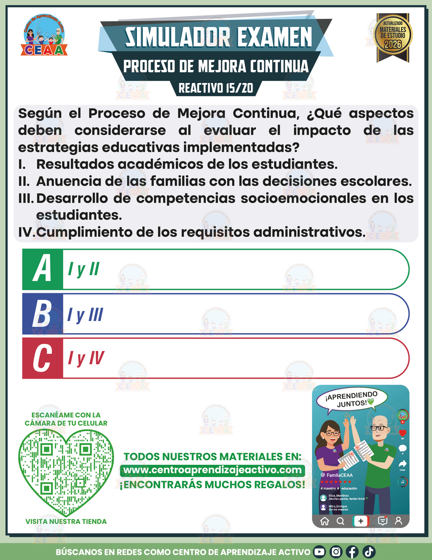 Simulador de Examen - Proceso de Mejora Continua en PDF