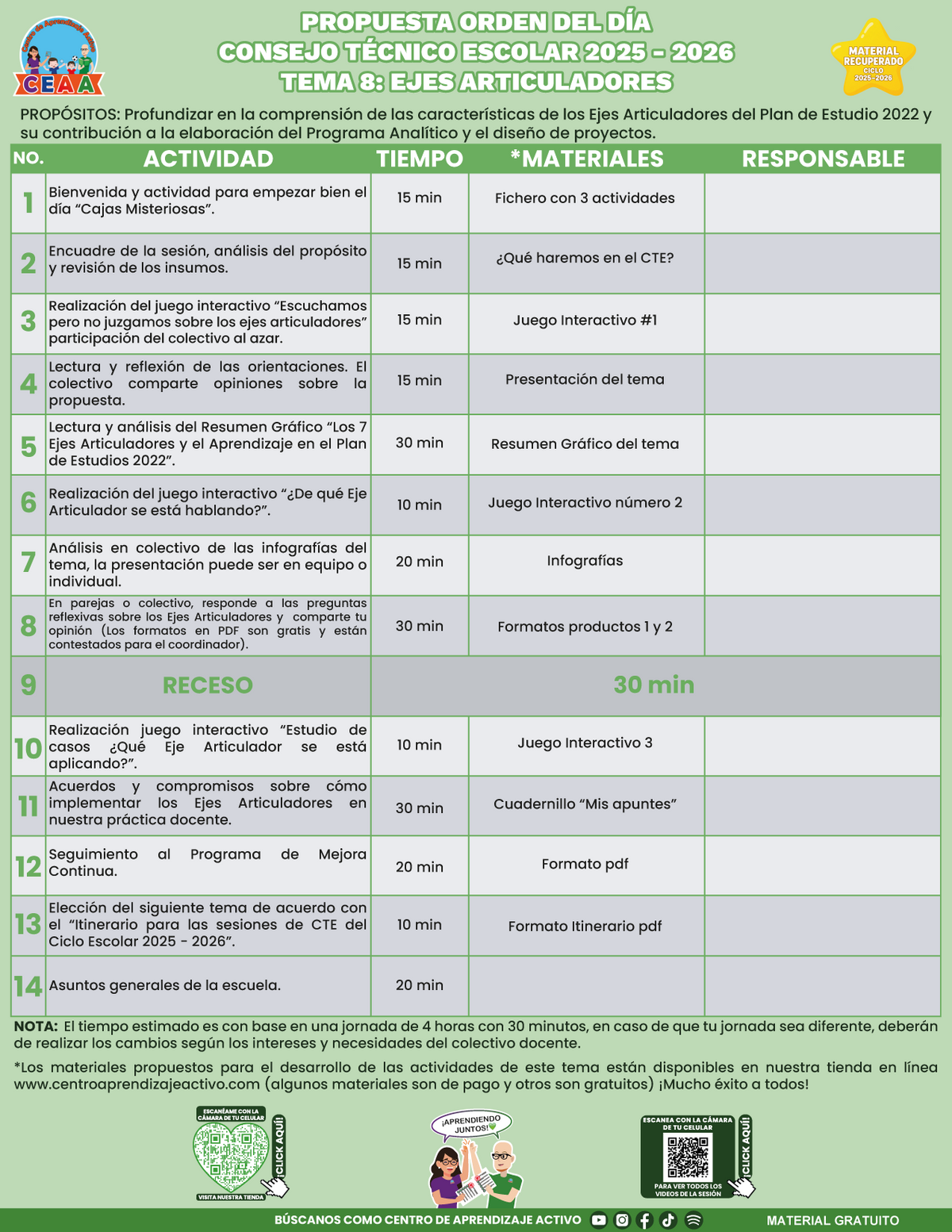 Propuesta Orden Del Día CTE Tema 8: EJES ARTICULADORES (⭐ Material recuperado 25/26) en PDF