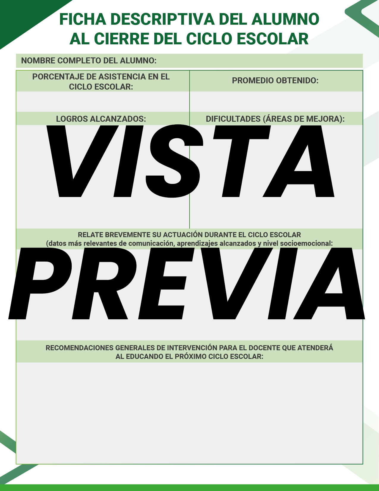 Agenda Formal Verde MAESTRO Preescolar