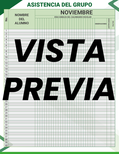 Agenda Formal Verde MAESTRO Preescolar