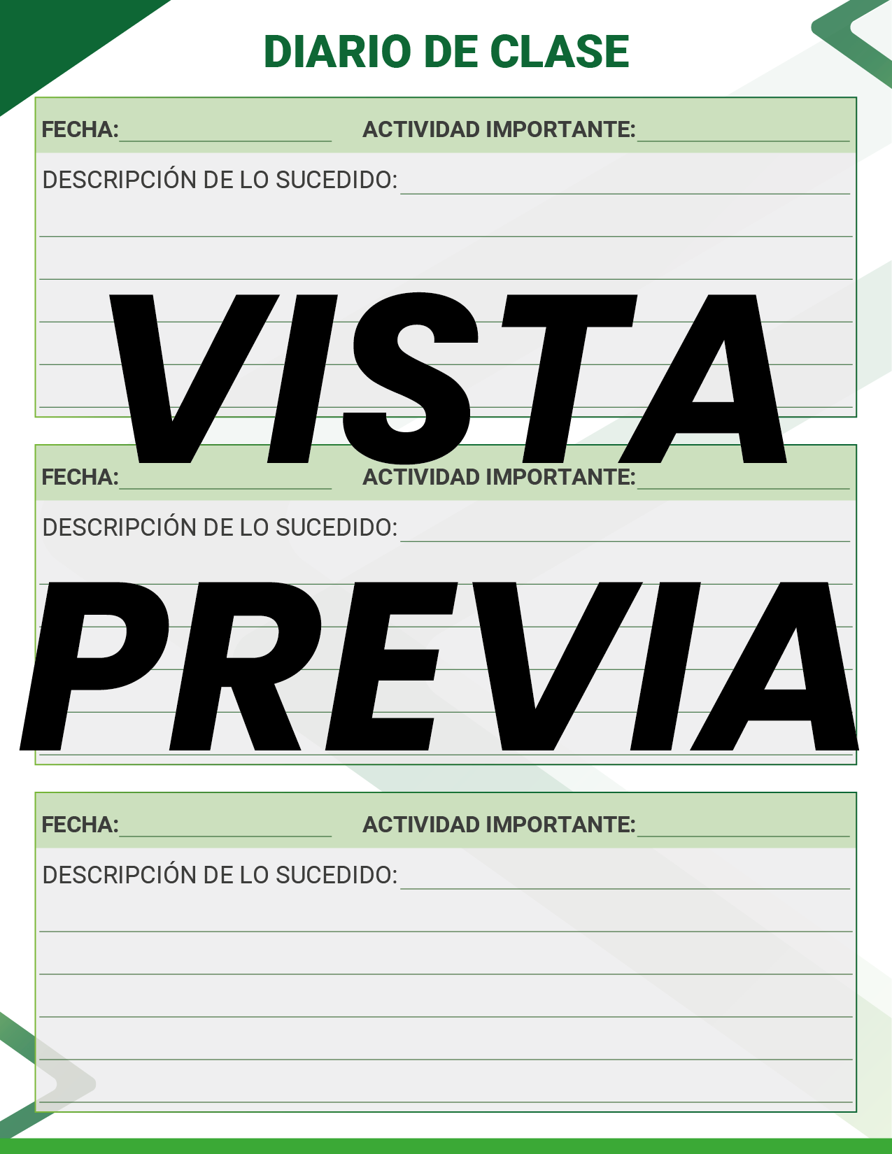 Agenda Formal Verde MAESTRO Preescolar