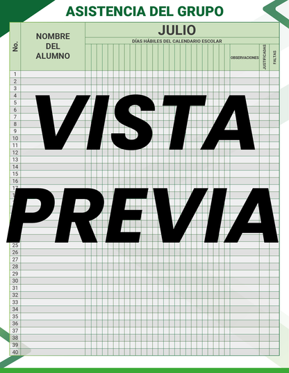 Agenda Formal Verde MAESTRO Preescolar