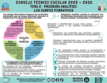 Infografía: TEMA 2: PROGRAMA ANALÍTICO - LOS CAMPOS FORMATIVOS en PDF