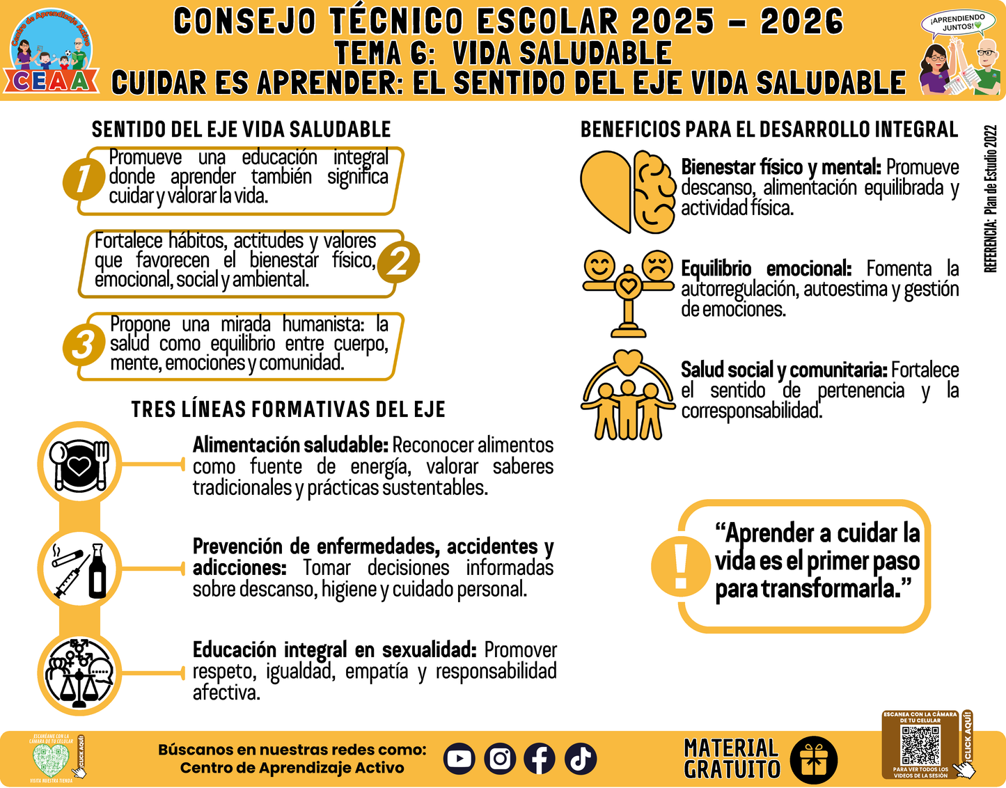 Infografía: TEMA 6: VIDA SALUDABLE - CUIDAR ES APRENDER: EL SENTIDO DEL EJE VIDA SALUDABLE en PDF